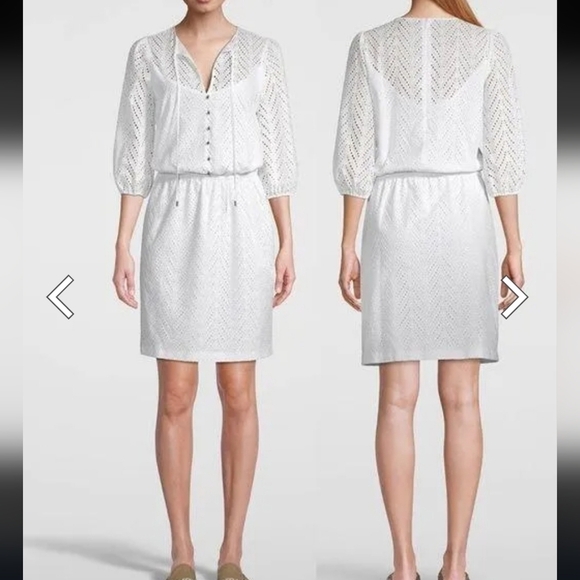 White House | Black Market NWOT Eyelet Blouson Dress - Picture 1 of 12